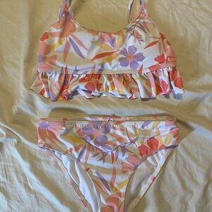 Roxy Floral Kids Bikini - Pink and Purple